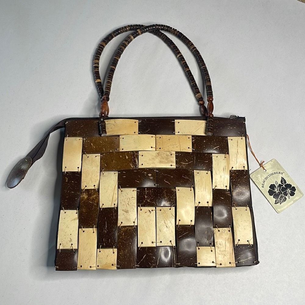 Beachcombers Patchwork Coconut Shell Rectangular Patch Purse Tote - Picture 3 of 9